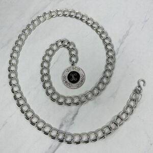Silver Tone K Initial Chain Link Belt Y2K Festival XS/Small (XS/S) ✨